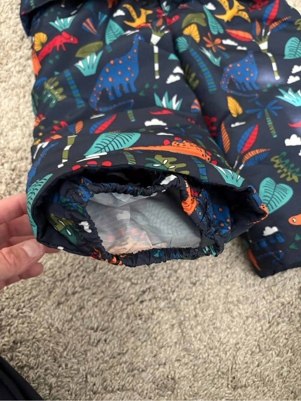 The Children's Place Navy Dino-Print Snow Bib with Red Fleece - Picture 4 of 7